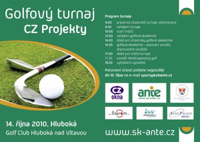 Pozvnka na golfov turnaj CZ Projekty