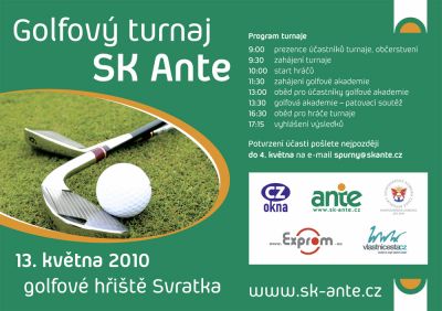 Pozvnka na golfov turnaj SK ANTE