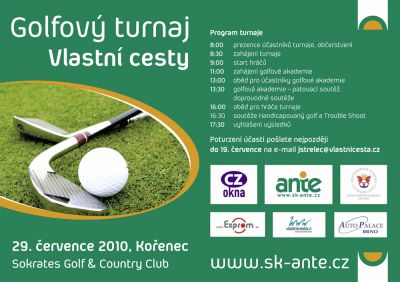Pozvánka na golfový turnaj poradenského portálu Vlastní cesta